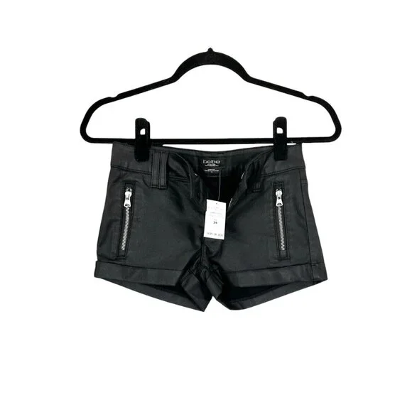Bebe Matte Coated Clean Zip Shorts - Picture 3 of 6
